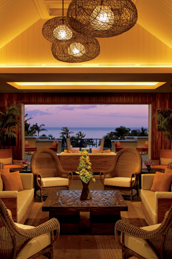 The lobby at sunset
