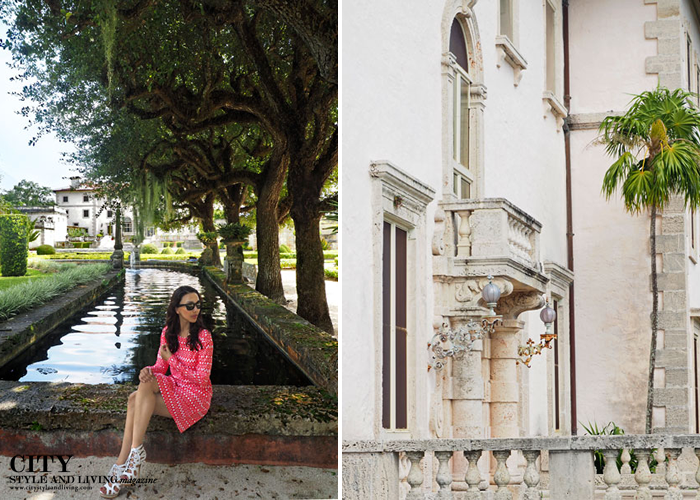 City style and living magazine style fashion blogger vizcaya miami sitting water fountain