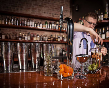 At the bar at The berry & Rye omaha