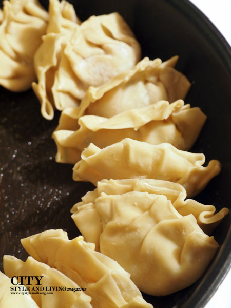 Shrimp Dumplings Steaming in a Pan