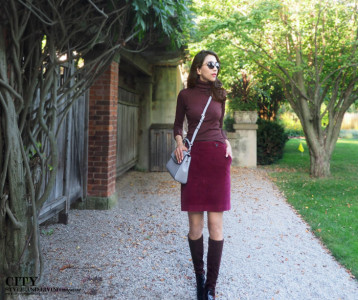 Langdon Hall fashion blogger fall 2015 turtleneck aline skirt knee high boots