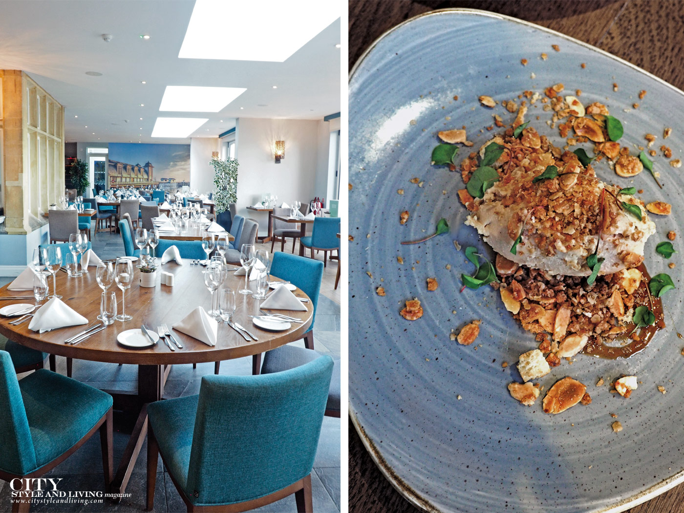 City Style and Living Magazine Winter 2018 Travel Wales Luxury Hotel Holm House Penarth dining room and chicken parfait