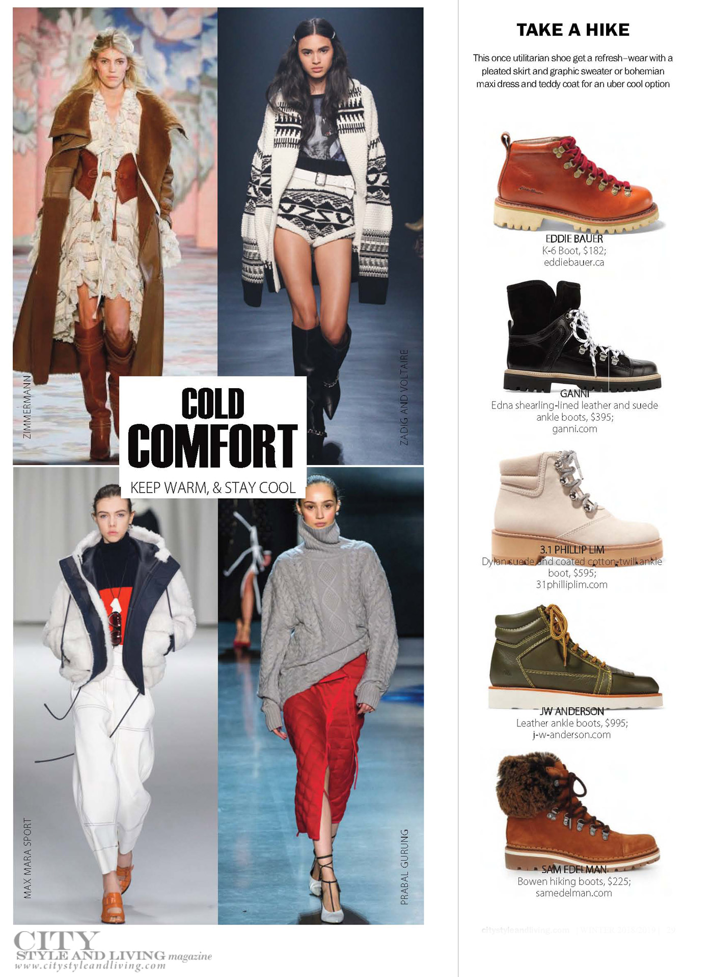 City Style and Living Magazine Winter 2018 cold comfort fashion