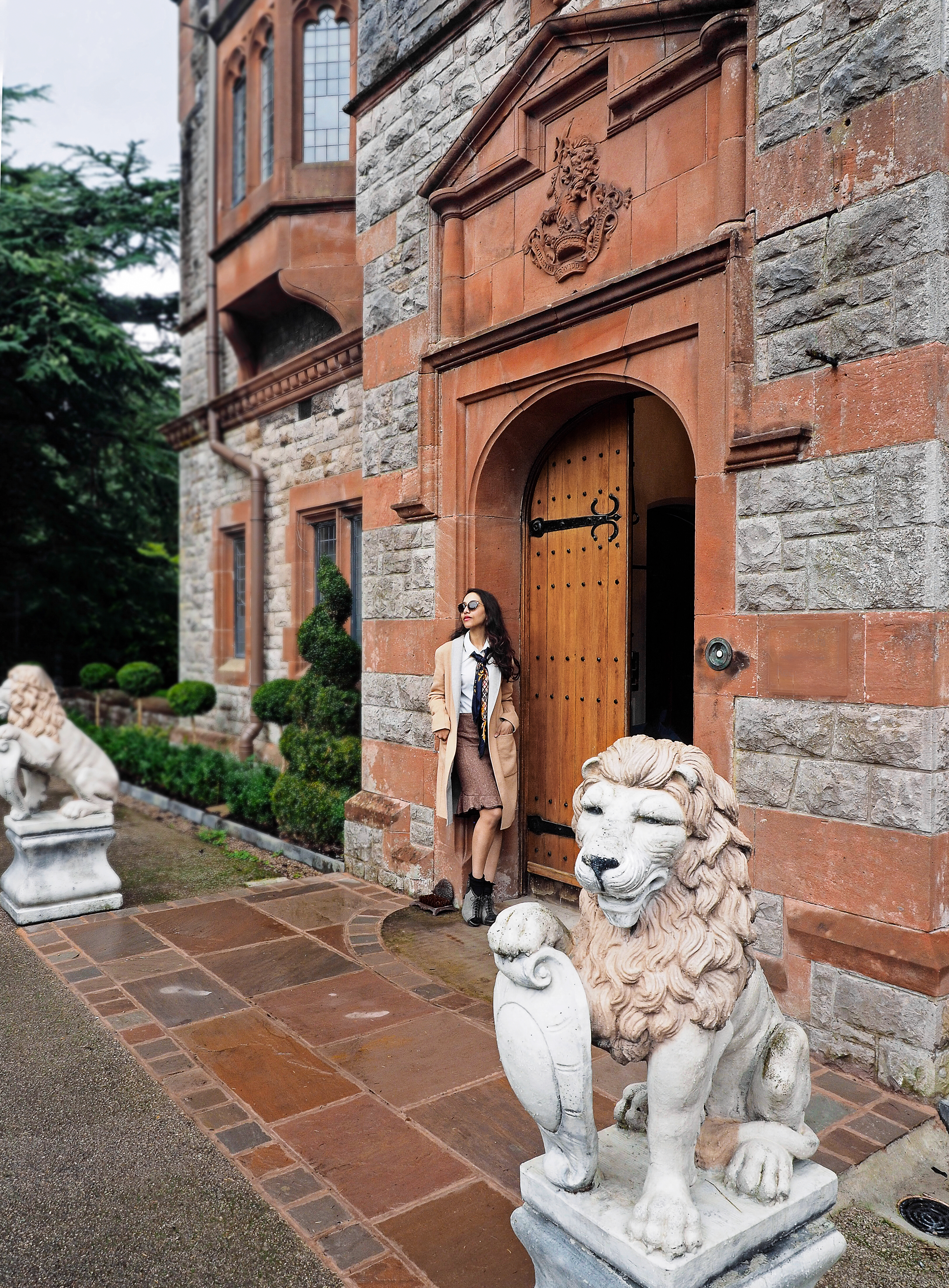 City Style and Living Magazine Winter 2018 Travel Luxury Hotels Wales Caer Rhun Hall exterior of hotels lion statues