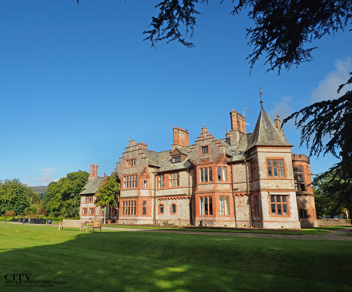 City Style and Living Magazine Winter 2018 Travel Luxury Hotels Wales Caer Rhun Hall Exterior of mansion