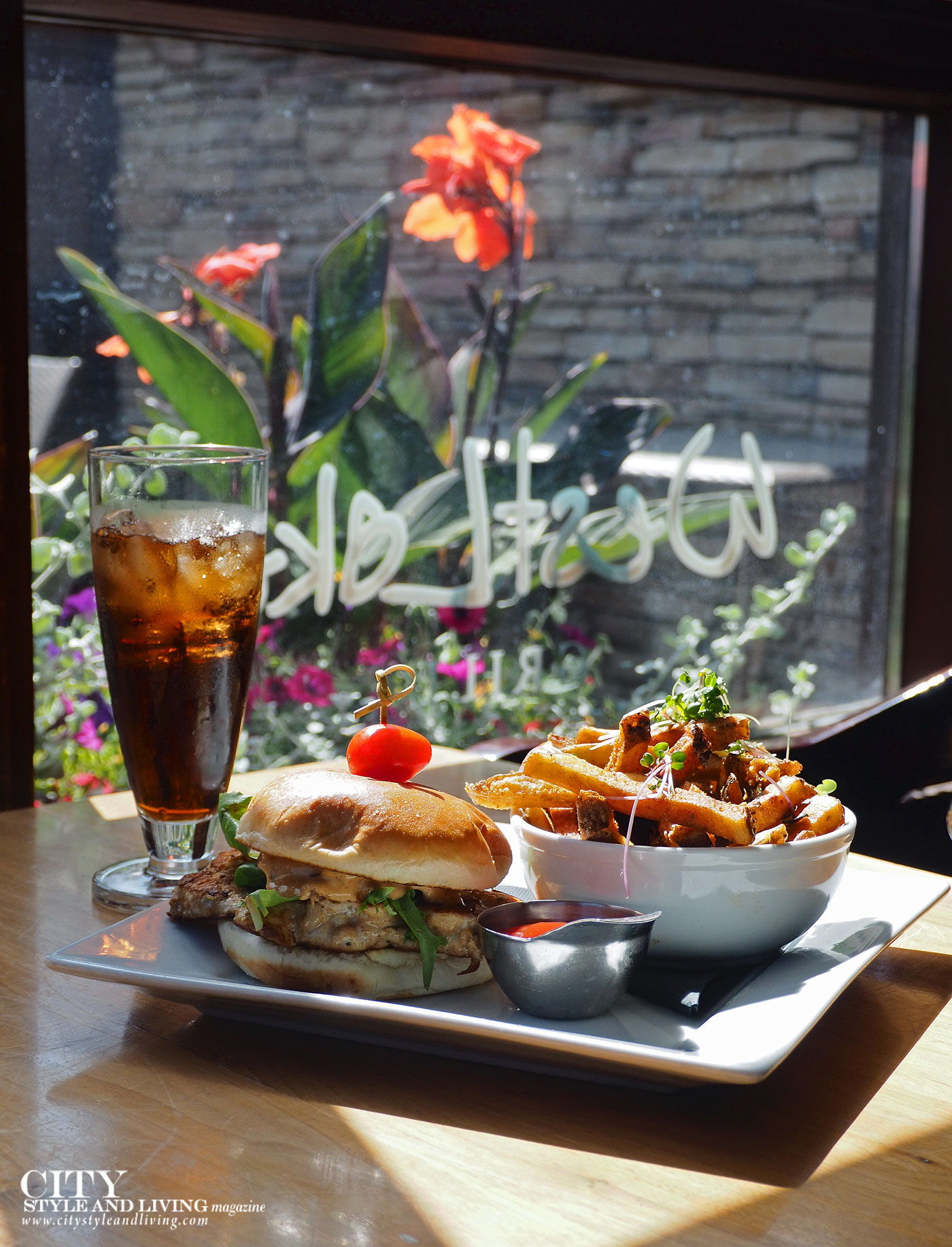 City Style and Living Magazine Travel Foodies Guide Red Deer Alberta Wetlake Grill burger at window