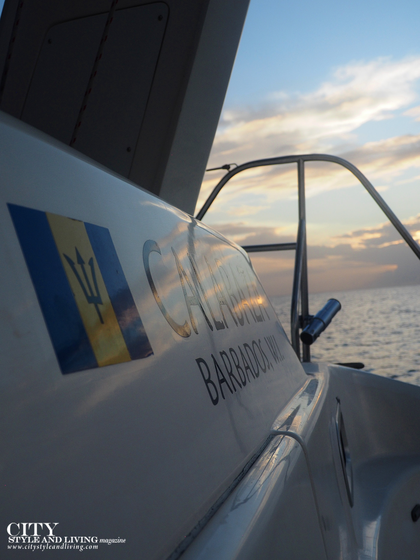 City Style and Living Magazine Winter 2019 Barbados Kailash Maharaj Calabaza Sunset Boat