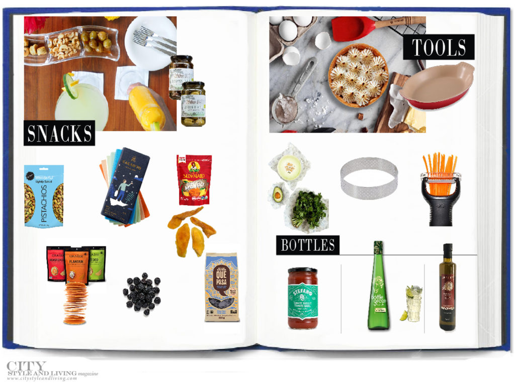 City Style and Living Magazine fall 2020 Quarantine Pantry snacks, tools, bottles